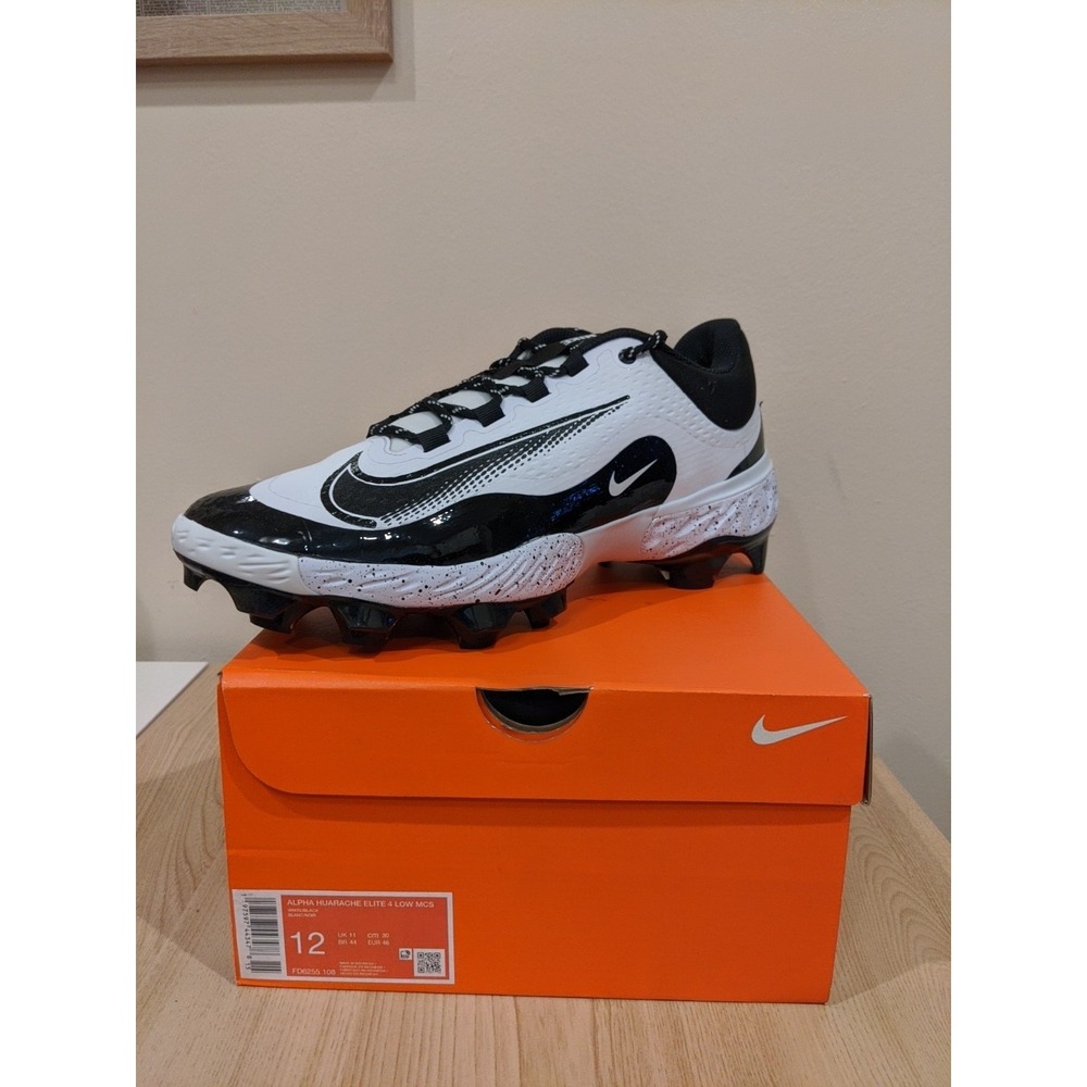 Nike Alpha Huarache Elite 4 Low MCS Baseball Cleats White FD6255-108 Men Size 12